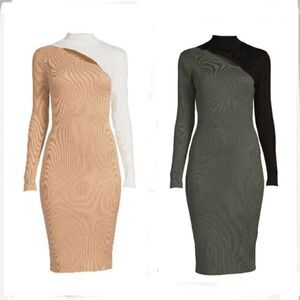 Women’s Juniors Funnel Neck Ribbed Dresses 2-Pack Size XS